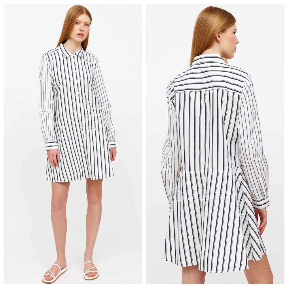 DEREK LAM Fit & Flair B&W Stiped Mini Shirtdress NWOT Priced elsewhere @$260++